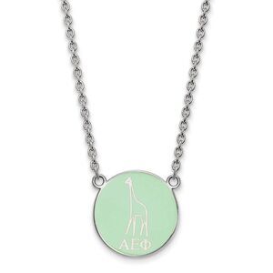 Sterling Silver Alpha Epsilon Phi Small Enamel Necklace